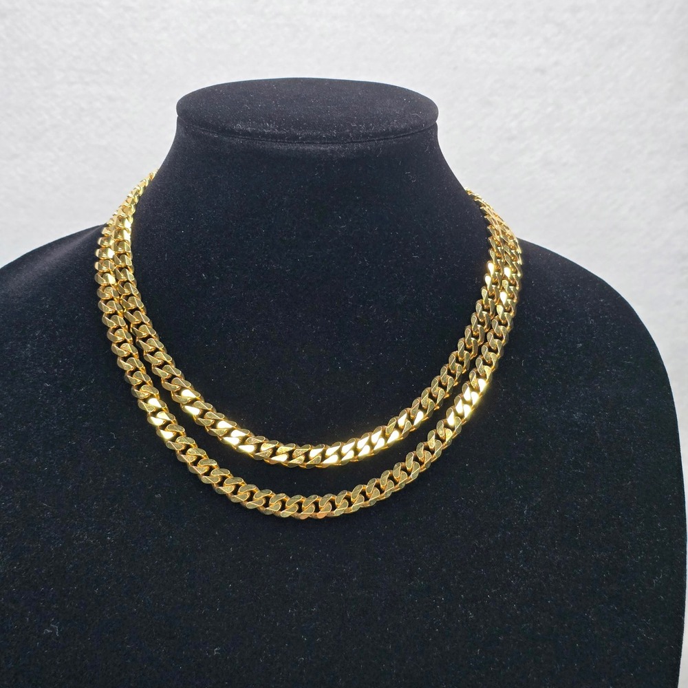 Monet Gold Tone Cuban Link Chain Necklace Long 36" Jewelry - Picture 9 of 16